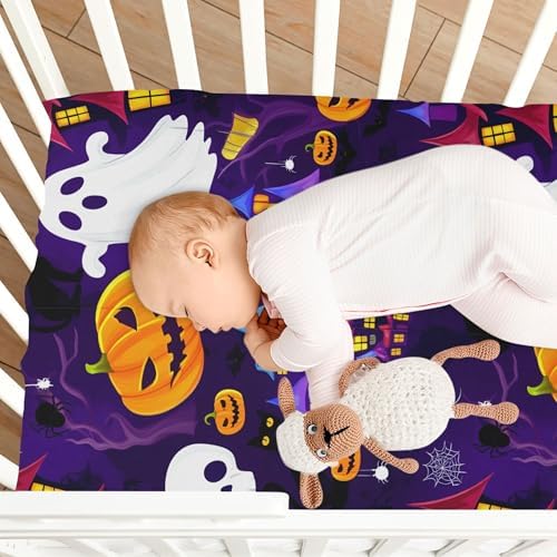 Qilmy Halloween Ghosts Fitted Crib Sheet for Baby Bed
