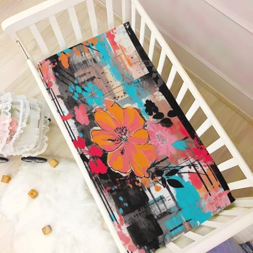 Wajiw Floral Stripes Crib Sheets for Girls and Boys