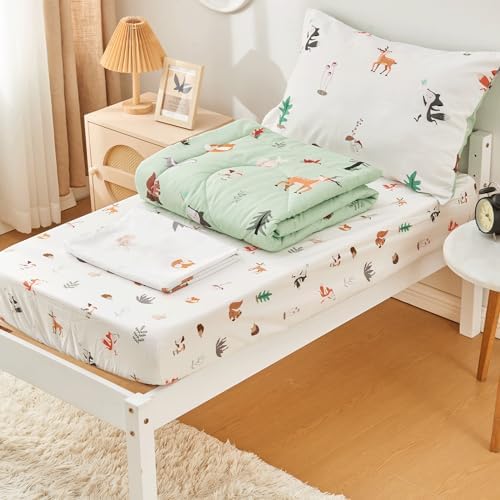 beeweed 4 Pieces Woodland Animal Toddler Bedding Set 1