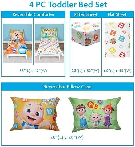 CoComelon Learning is Fun 4-Piece Toddler Bedding Set - Orange