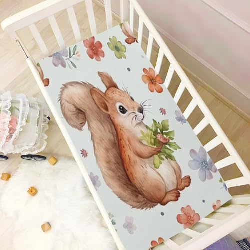 Wajiw Squirrel Crib Sheets for Girls and Boys