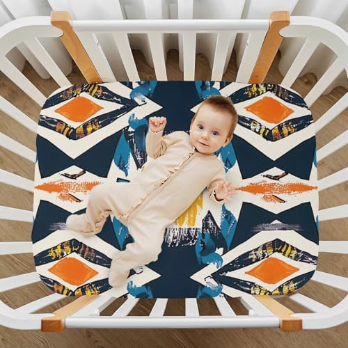 Wajiw Tribal Pattern Fitted Crib Sheet for Standard Size Mattress