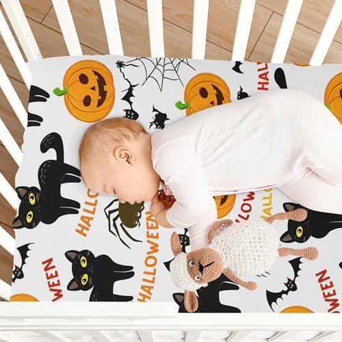 Qilmy Halloween Pumpkins Fitted Crib Sheet for Baby 1
