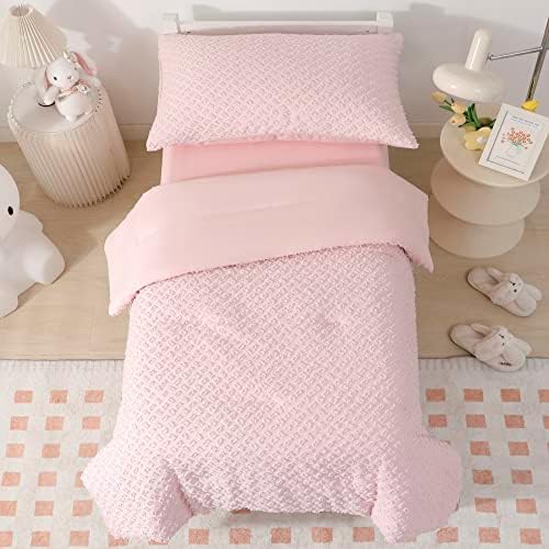 VIVILINEN Toddler Bedding Set for Girls 4-Piece