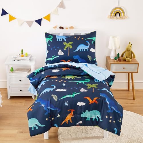 Wake In Cloud - Toddler Bedding Set with Dinosaur Volcano Design