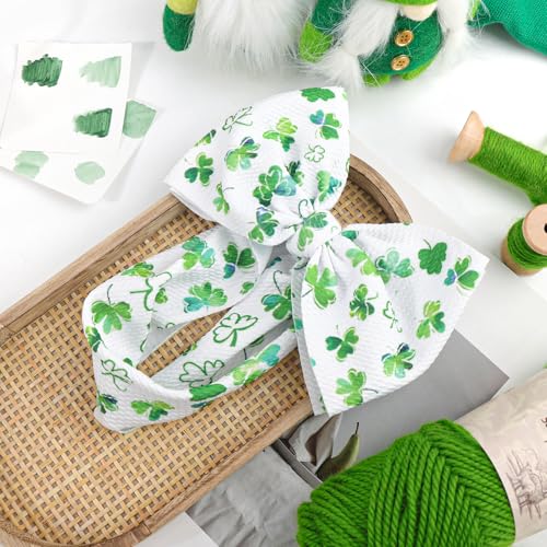 7 St Patricks Day Baby Bow Headband Green Shamrock