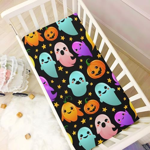 Qilmy Halloween Ghosts Fitted Crib Sheet for Baby Sleep and Play