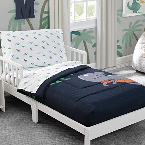 Delta Children Toddler Bedding Set - Jurassic Dinosaur 4 Piece for Boys