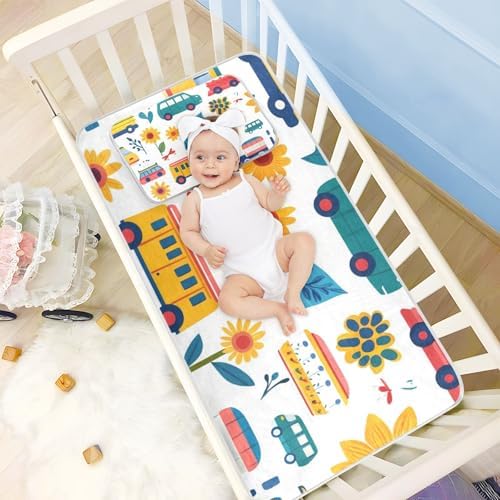 Cute Cartoon Car Sunflower Baby Mattress Pad