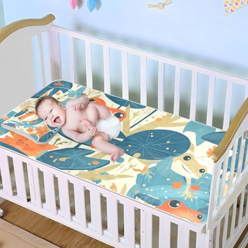 Fresh Spring Cute Frogs Cooling Baby Crib Mattress Pad 28x52