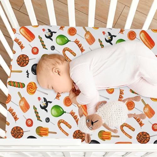 Qilmy Halloween Fitted Crib Sheet for Baby Soft Breathable 28x52in