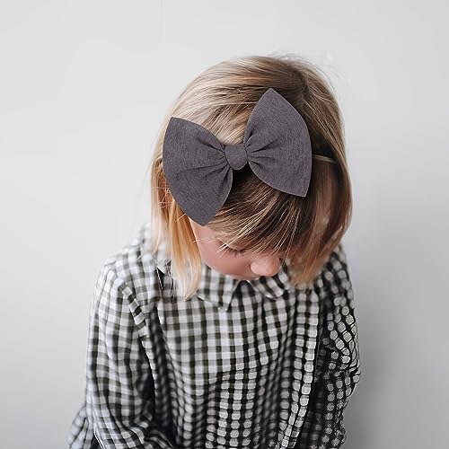 Lanmerry Big Bows Hairbands 8 PCS Handmade Tan Baby Girl Headbands