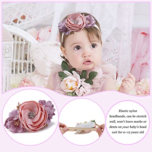 NUWAJP Baby Girl Flower Headband 6PCS Elastic Hairbands