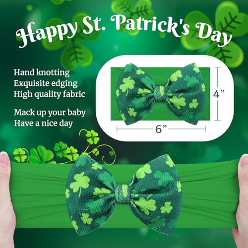 St Patricks Day Baby Headbands Set of 2 Green Shamrock Bows