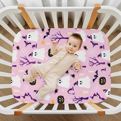 Qilmy Halloween Ghost Crib Sheet Soft Breathable Baby Bedding
