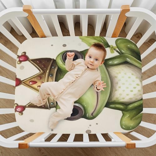 Wajiw Frog Crib Sheets Soft Breathable Fitted 28x52In
