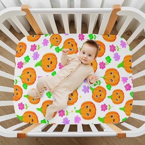 Qilmy Halloween Pumpkins Fitted Crib Sheet for Baby