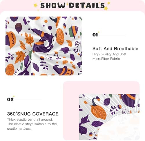Qilmy Halloween Pumpkins Crib Sheet for Baby