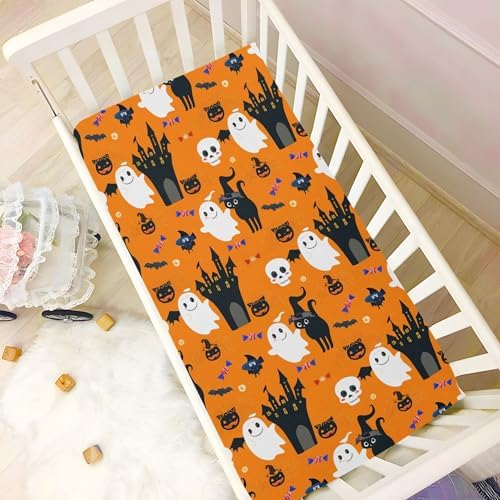 Qilmy Halloween Ghosts Crib Sheet Soft Breathable 28 x 52 in