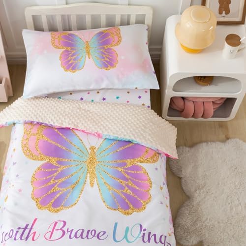 PINNKKU 4-Piece Toddler Bedding Set with Butterfly Design 1