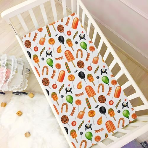 Qilmy Halloween Fitted Crib Sheet for Baby Soft Breathable 28x52in