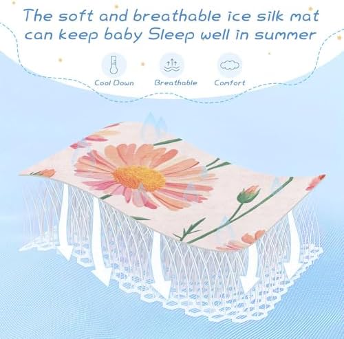 Cooling Calendula Pink Baby Mattress Pad 28x52