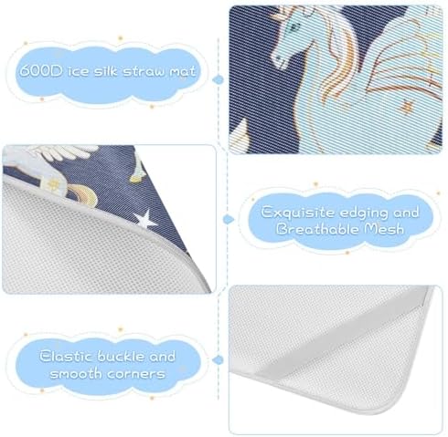 Cooling Cartoon Unicorns Pegasus Crib Mattress Pad 28x52