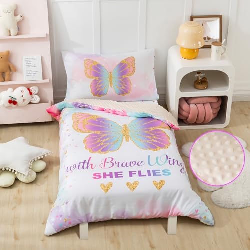 PINNKKU 4-Piece Toddler Bedding Set with Butterfly Design 1