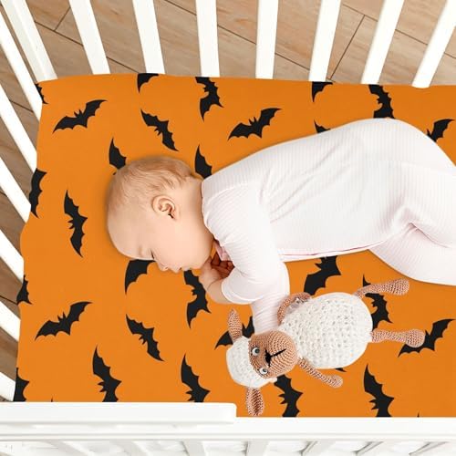Qilmy Halloween Bats Fitted Crib Sheet Soft Breathable Baby Bedding