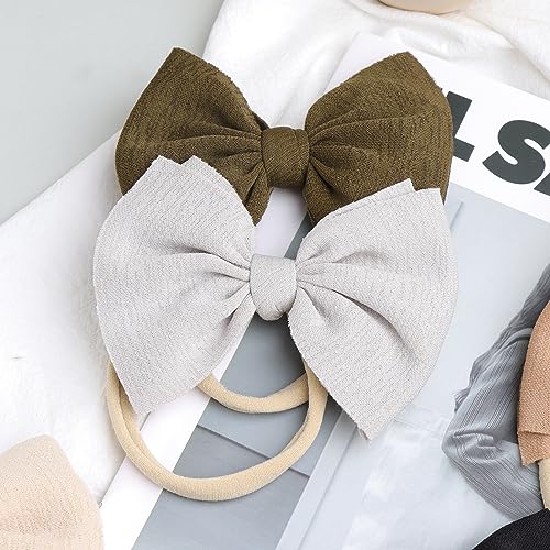 Lanmerry Big Bows Hairbands 8 PCS Handmade Tan Baby Girl Headbands