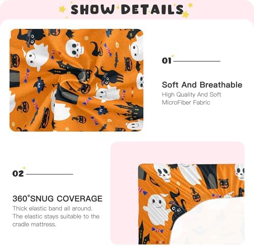 Qilmy Halloween Ghosts Crib Sheet Soft Breathable 28 x 52 in