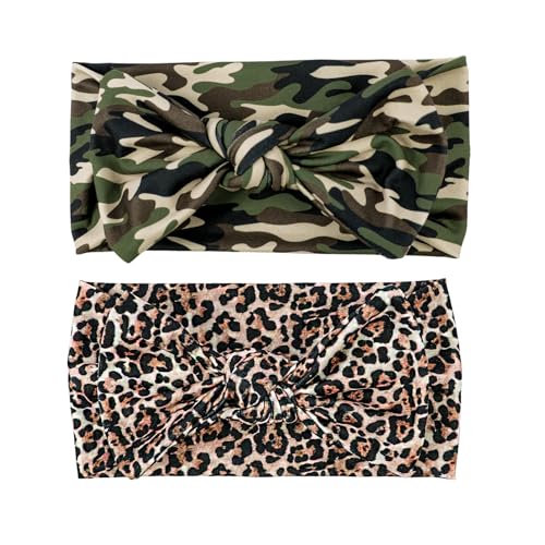 LemonSpace Leopard Camo Baby Headband with Bow
