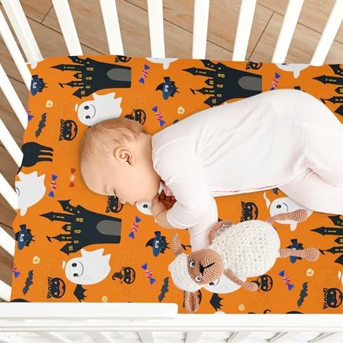 Qilmy Halloween Ghosts Crib Sheet Soft Breathable 28 x 52 in