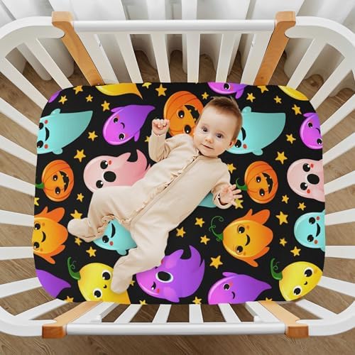 Qilmy Halloween Ghosts Fitted Crib Sheet for Baby Sleep and Play