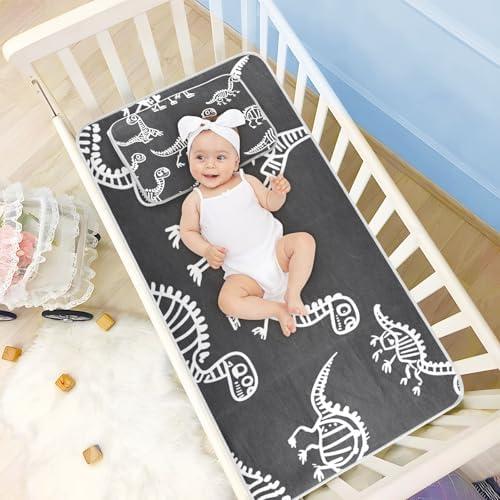 Cute Dinosaur Skeletons Cooling Baby Mattress Pad Cover 28x52 Reusable Protector