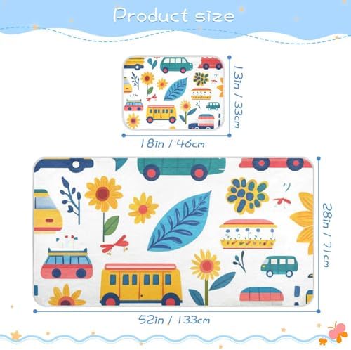 Cute Cartoon Car Sunflower Baby Mattress Pad