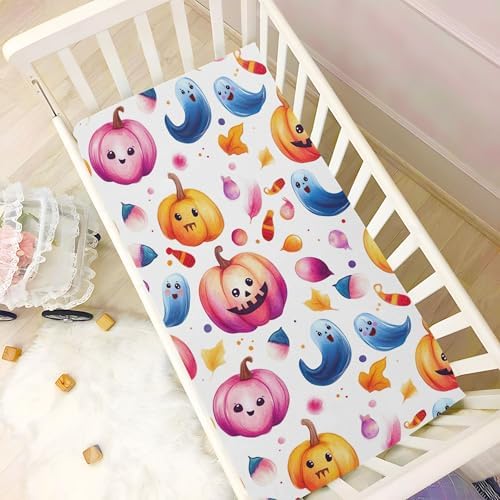 Qilmy Cute Ghosts Crib Sheet for Baby Soft Breathable and Snug Fit