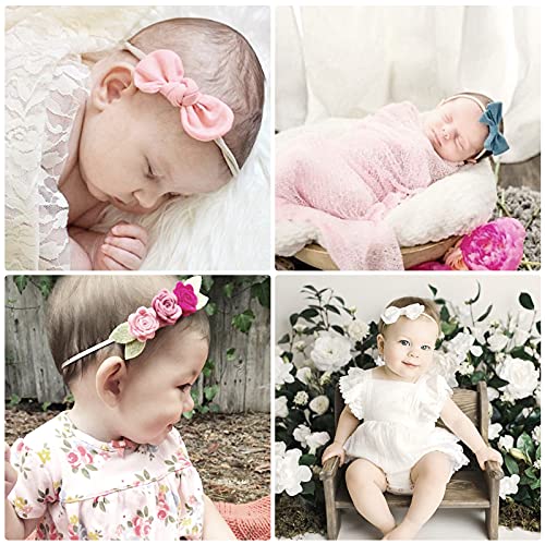 AQOKKA Baby Girl Headbands with Bows Soft Nylon Hairbands
