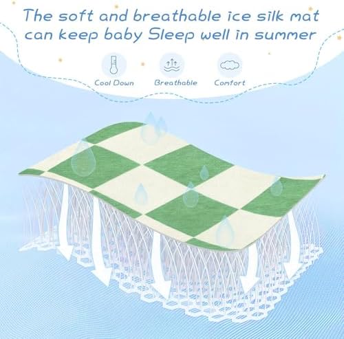 Green Beige Checker Plaid Cooling Baby Crib Mattress Sheet 28x52