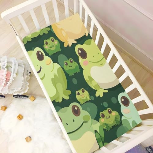 Wajiw Frogs Crib Sheets Soft Breathable Fitted 1