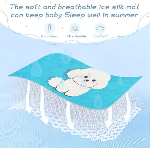 Cute Cartoon Bichon Frise Cooling Mattress Pad for Baby Toddler