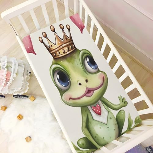 Wajiw Frog Crib Sheets for Girls Boys Soft Breathable Fitted Crib Sheet