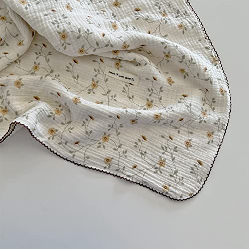 BuLuTu 4 Layers Muslin Kids Blanket with Sunflower Pattern
