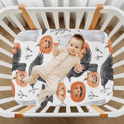 Qilmy Halloween Watercolor Crib Sheet for Kids