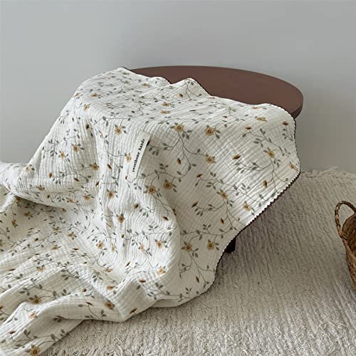 BuLuTu 4 Layers Muslin Kids Blanket with Sunflower Pattern