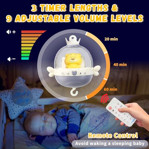 Baby Crib Mobile with Night Light Music and Remote Control
