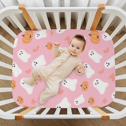 Qilmy Ghost Pattern Fitted Crib Sheet for Boys and Girls 28x52