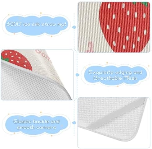 Cooling Strawberry Crib Mattress Pad 28x52in Waterproof for Baby Toddler