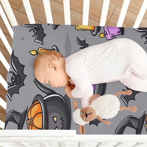 Qilmy Halloween Fitted Crib Sheet for Baby Soft Breathable and Snug Fit