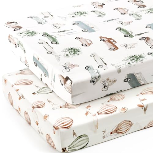 GRSSDER Stretch Jersey Crib Sheets Set 2 Pack